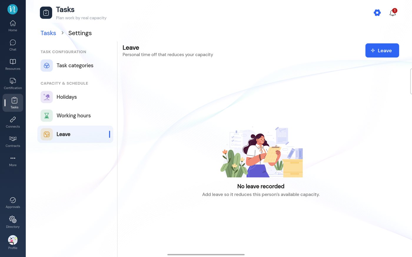 The Leave page